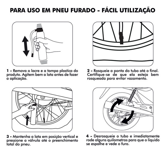 Modo de uso do Reparador de Pneu Brandy
